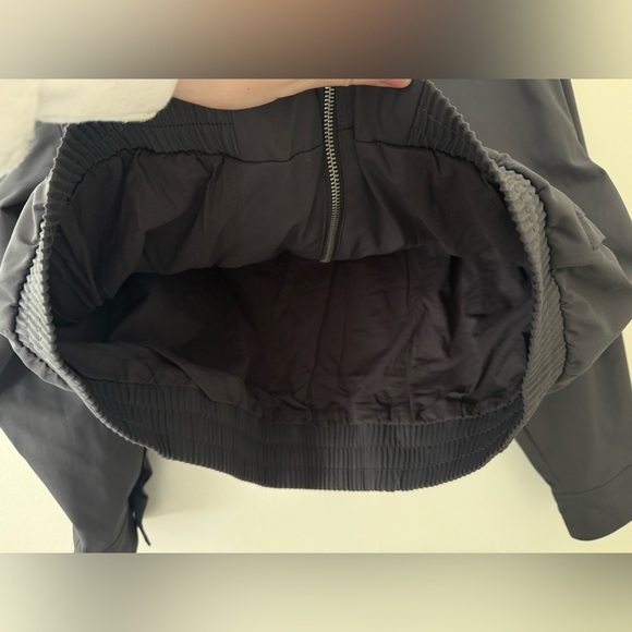 ZARA Womens Gray S/XS Bomber Jacket Charcoal Pleated Zip-Up Collared Water Repel - Picture 3 of 13